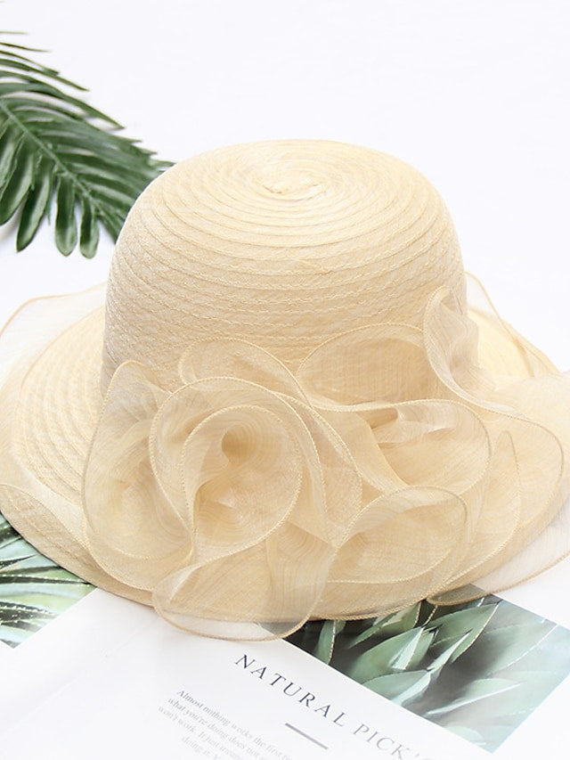 Women's Stylish Sun Hat Dailywear Tulle Flower UV Protection Dome Sun Hat