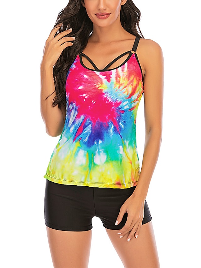 Women's Swimwear Push Up Rainbow Camisole Casual Sexy Swimsuit