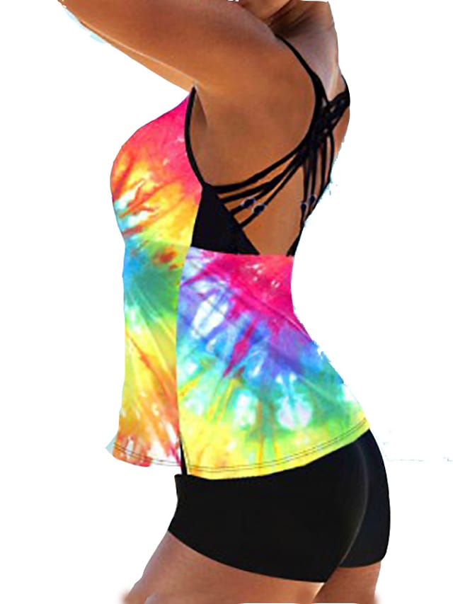 Women's Swimwear Push Up Rainbow Camisole Casual Sexy Swimsuit