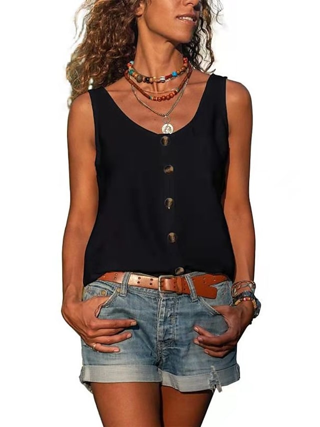 Women's Vest V-Neck Solid Color Basic Daily Shirts