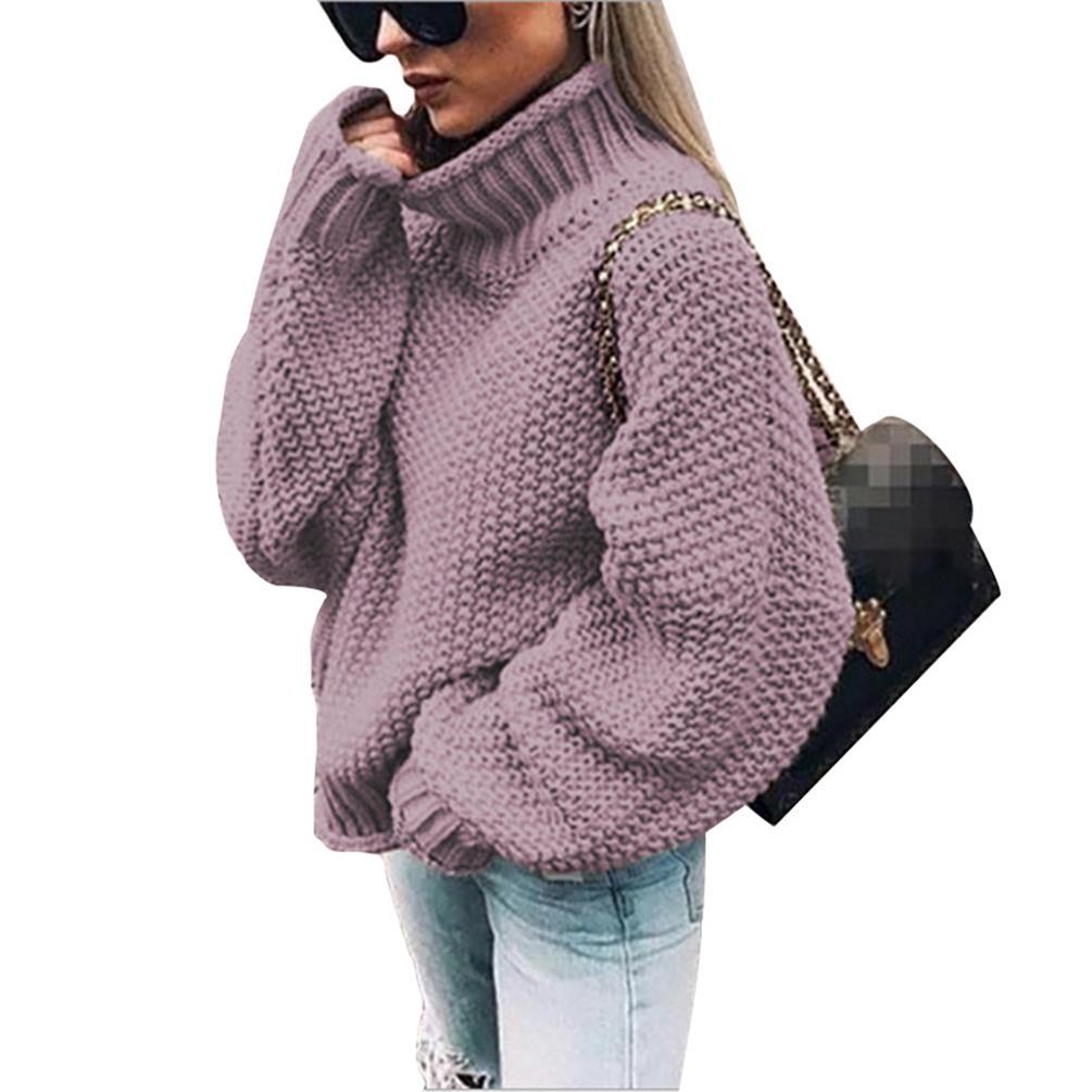 Womens Turtleneck Jumper Long Sleeve Loose Knit Sweater