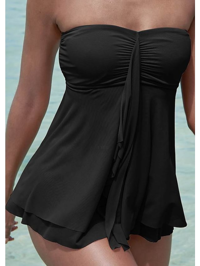 Women's Swimwear Plus Size Solid Color V Wire Backless Swimsuit