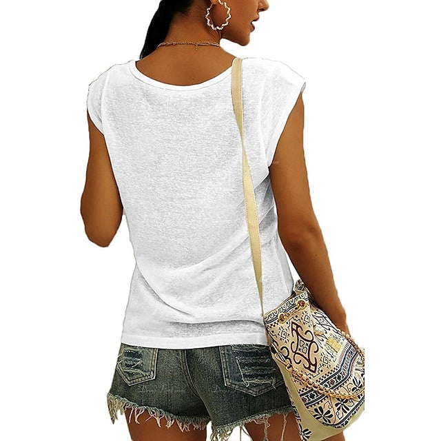 Women's Vest Sleeveless V-neck Casual Loose Solid Color Tank Tops