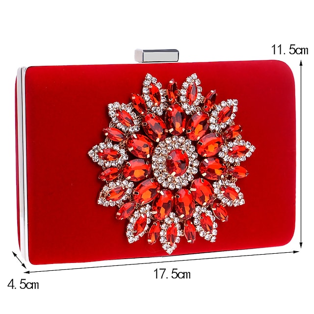 Women's Wedding Bags Crystals Solid Color Floral Print Rhinestone Party Bag