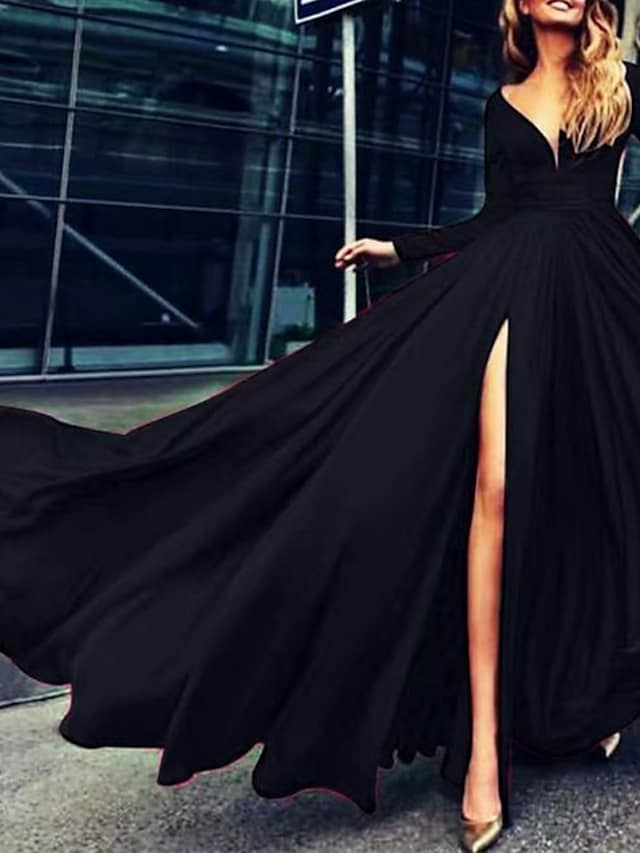 Women's Swing Dress  Split V Neck Elegant Sexy Maxi Long Dress