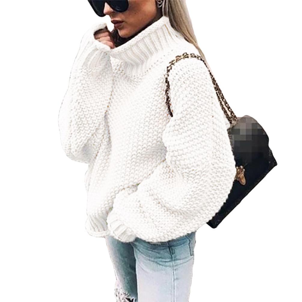 Womens Turtleneck Jumper Long Sleeve Loose Knit Sweater