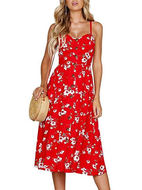 Women's Spaghetti Strap Split Dress For Summer