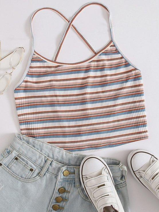 Women's Striped Halter Vest