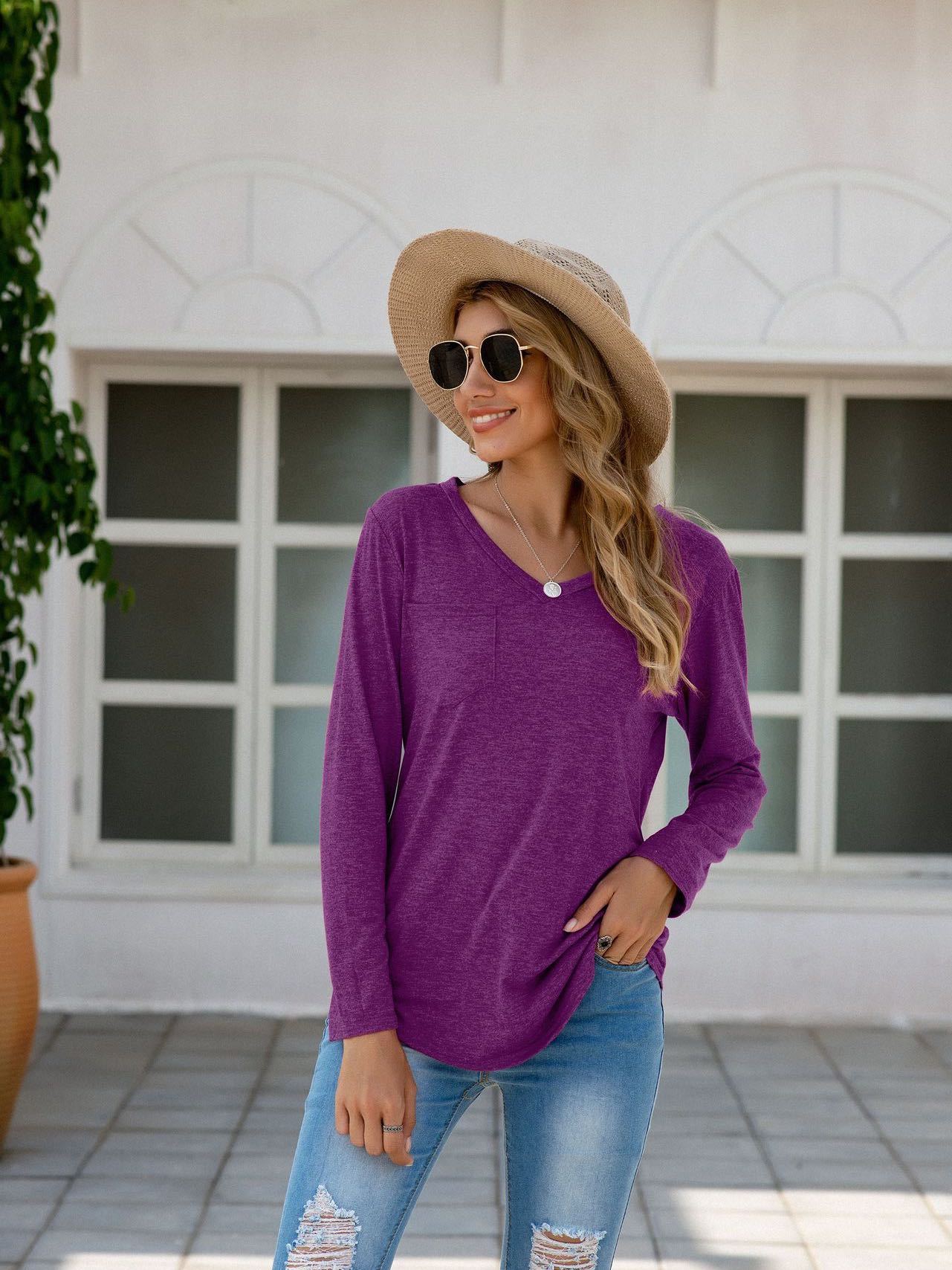 Women's Stylish Lose Long Sleeved T-shirt - INS | Online Fashion Free Shipping Clothing, Dresses, Tops, Shoes