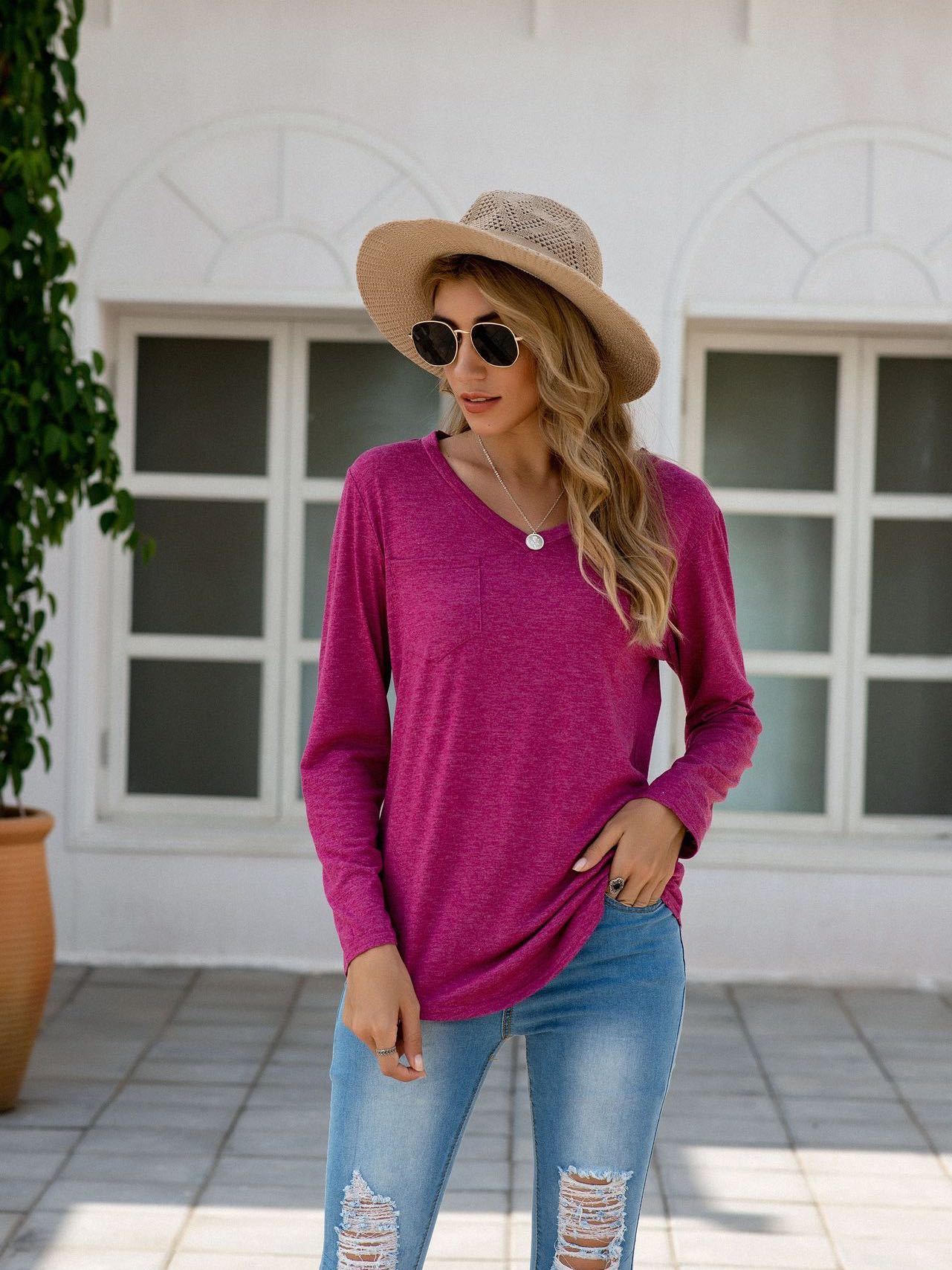 Women's Stylish Lose Long Sleeved T-shirt - INS | Online Fashion Free Shipping Clothing, Dresses, Tops, Shoes