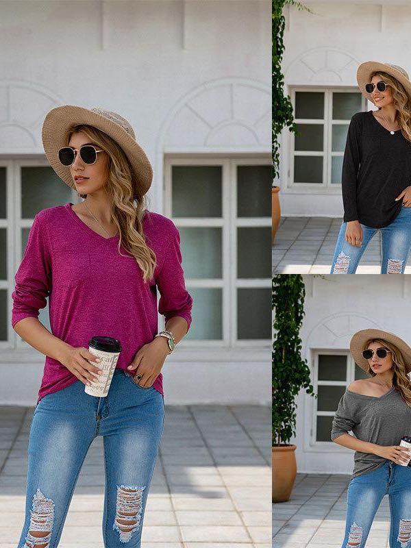 Women's Stylish Lose Long Sleeved T-shirt - INS | Online Fashion Free Shipping Clothing, Dresses, Tops, Shoes