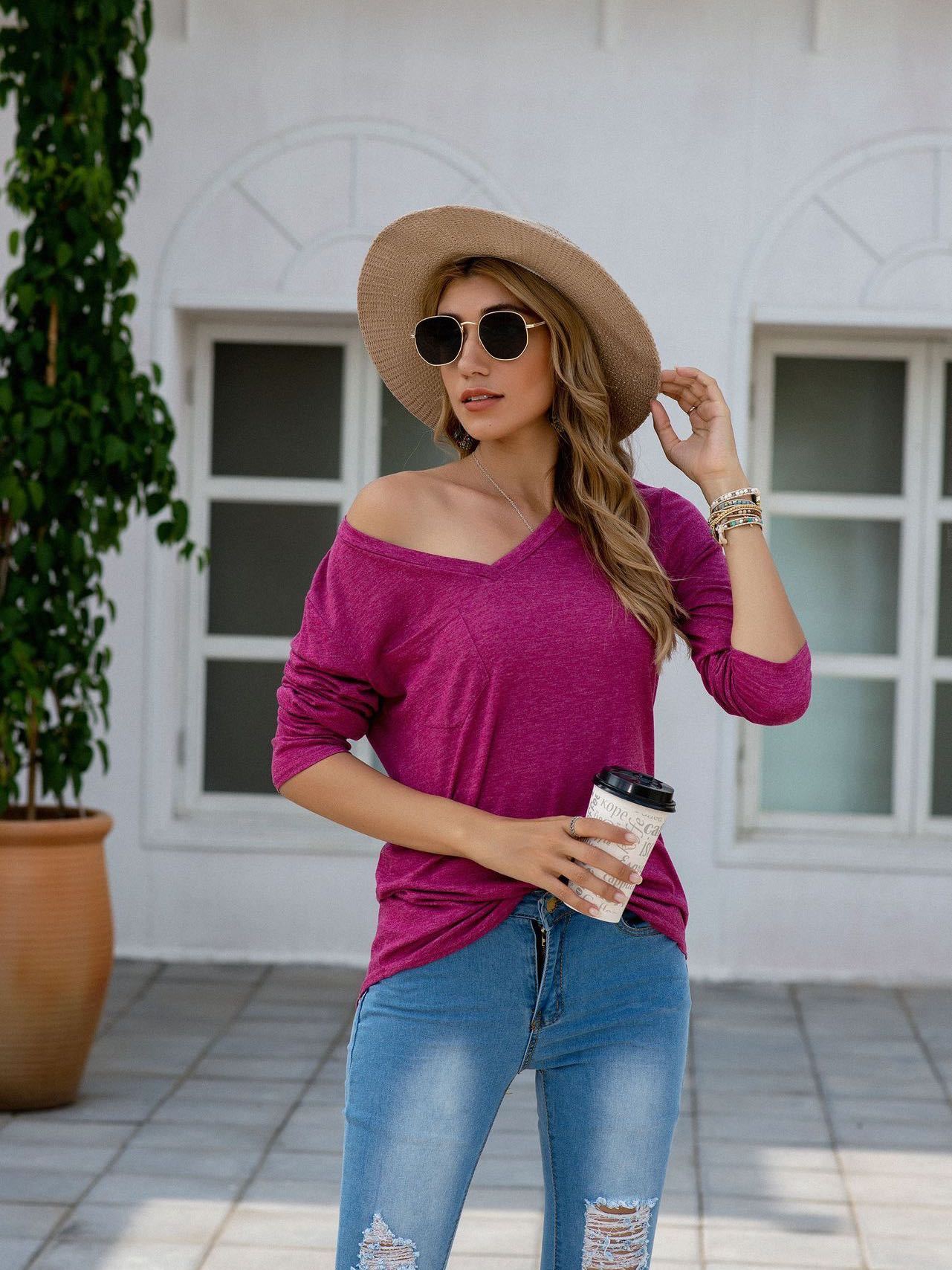 Women's Stylish Lose Long Sleeved T-shirt - INS | Online Fashion Free Shipping Clothing, Dresses, Tops, Shoes