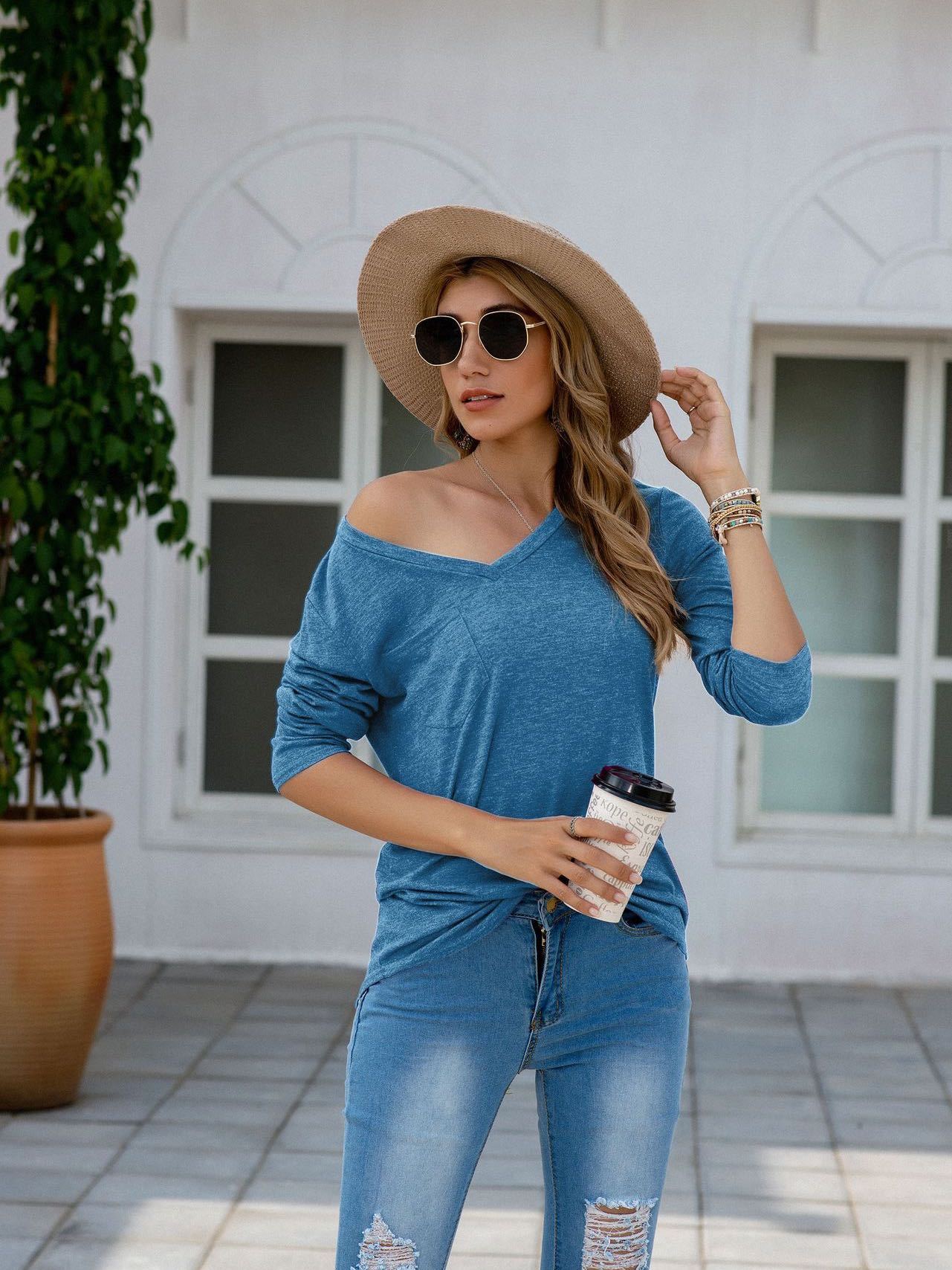 Women's Stylish Lose Long Sleeved T-shirt - INS | Online Fashion Free Shipping Clothing, Dresses, Tops, Shoes