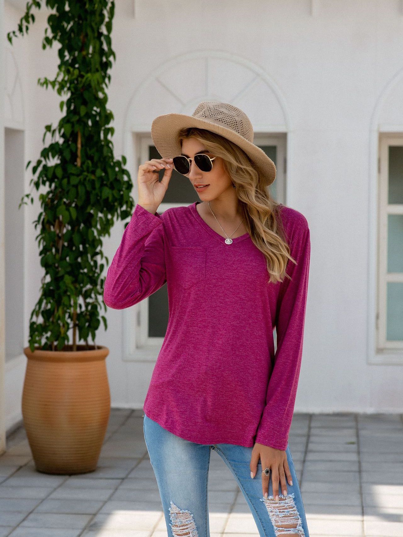 Women's Stylish Lose Long Sleeved T-shirt - INS | Online Fashion Free Shipping Clothing, Dresses, Tops, Shoes