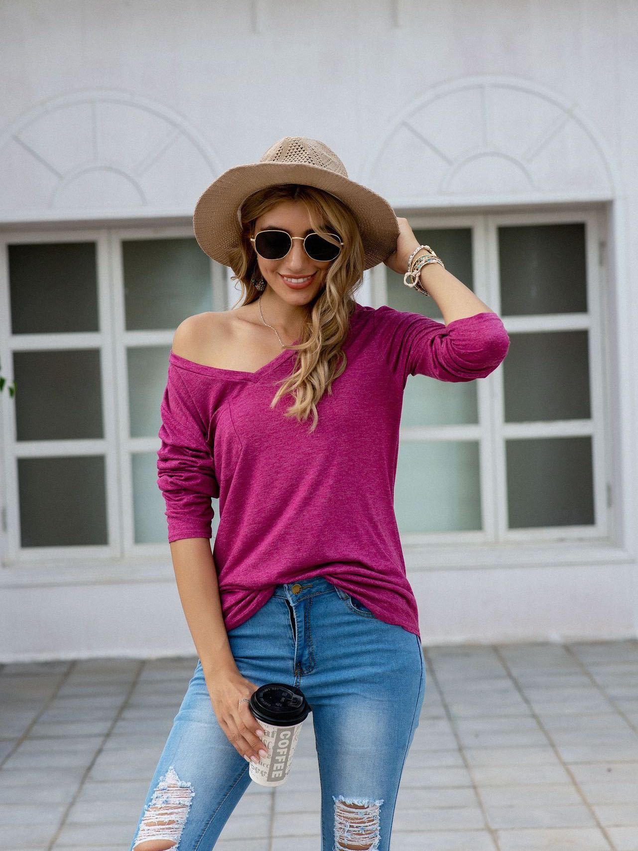 Women's Stylish Lose Long Sleeved T-shirt - INS | Online Fashion Free Shipping Clothing, Dresses, Tops, Shoes