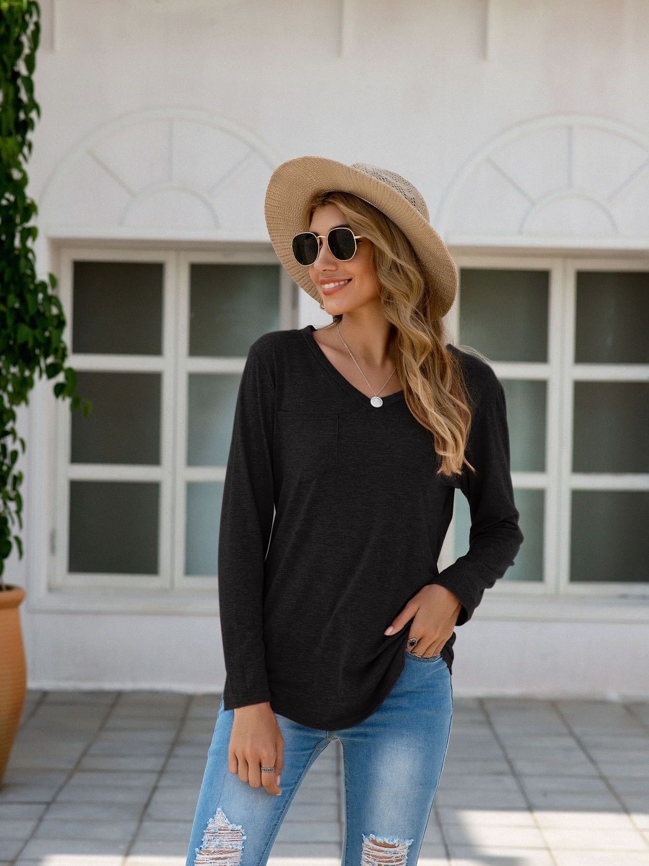 Women's Stylish Lose Long Sleeved T-shirt - INS | Online Fashion Free Shipping Clothing, Dresses, Tops, Shoes