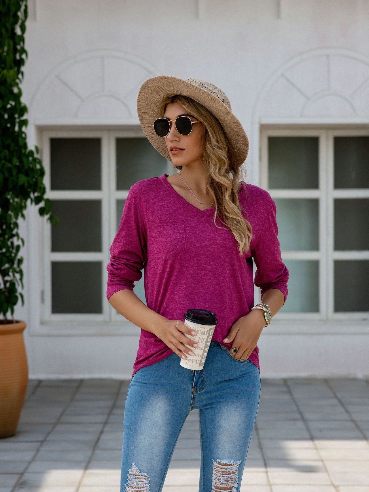 Women's Stylish Lose Long Sleeved T-shirt - INS | Online Fashion Free Shipping Clothing, Dresses, Tops, Shoes