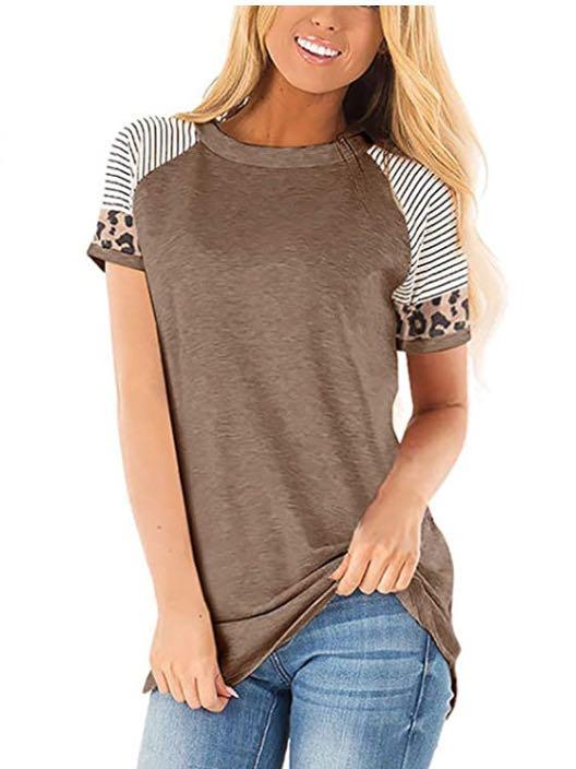 Women's Summer Crewneck T-Shirt With Strip Sleeves - INS | Online Fashion Free Shipping Clothing, Dresses, Tops, Shoes