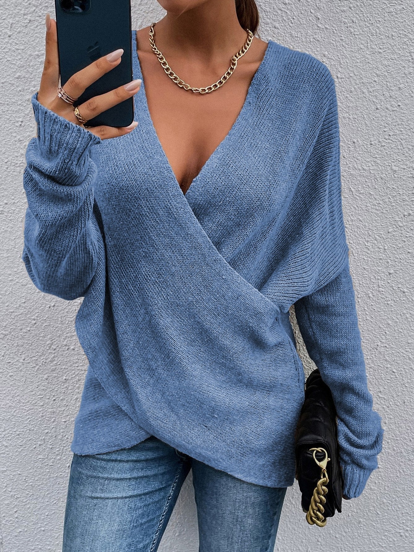 Women's Sweaters Cross V-Neck Long Sleeve Knitted Sweater - Cardigans & Sweaters - INS | Online Fashion Free Shipping Clothing, Dresses, Tops, Shoes - 07/09/2021 - 20-30 - Cardigans & Sweaters