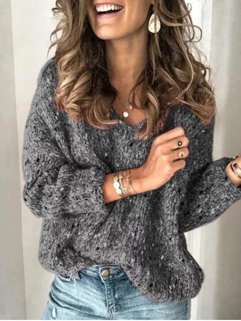 Women's Sweaters Fashion V-Neck Long Sleeve Pullover Sweater - Cardigans & Sweaters - INS | Online Fashion Free Shipping Clothing, Dresses, Tops, Shoes - 13/10/2021 - 30-40 - Cardigans & Sweaters