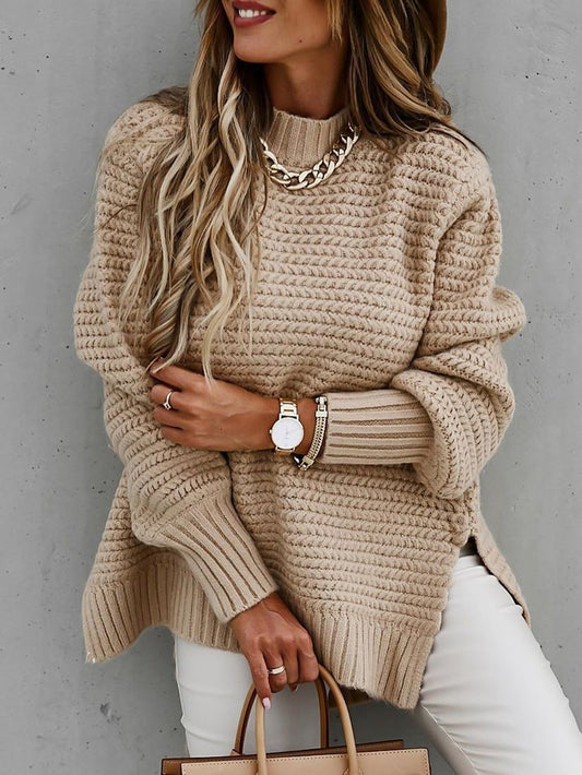 Women's Sweaters Half Turtleneck Solid Split Sweater - Cardigans & Sweaters - INS | Online Fashion Free Shipping Clothing, Dresses, Tops, Shoes - 11/11/2021 - 30-40 - Cardigans & Sweaters