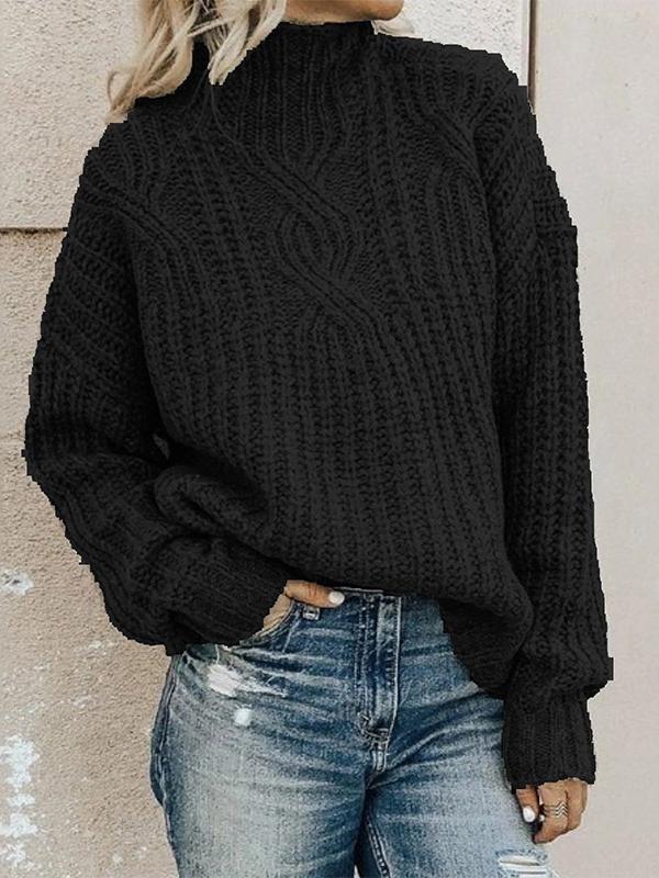 Women's Sweaters High Collar Long Sleeve Twist Knit Sweater - Cardigans & Sweaters - INS | Online Fashion Free Shipping Clothing, Dresses, Tops, Shoes - 05/11/2021 - 20-30 - Cardigans & Sweaters