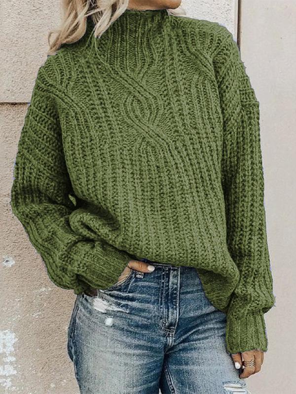 Women's Sweaters High Collar Long Sleeve Twist Knit Sweater - Cardigans & Sweaters - INS | Online Fashion Free Shipping Clothing, Dresses, Tops, Shoes - 05/11/2021 - 20-30 - Cardigans & Sweaters