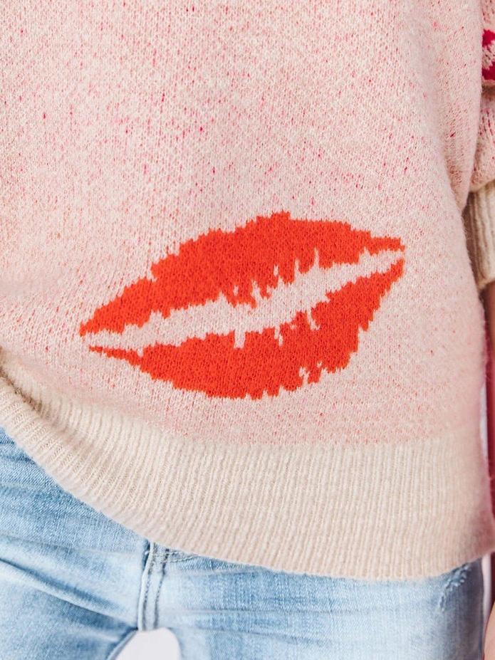 Women's Sweaters KISS Lip Print V-Neck Pullover Sweater - Cardigans & Sweaters - INS | Online Fashion Free Shipping Clothing, Dresses, Tops, Shoes - 09/08/2021 - 40-50 - Cardigans & Sweaters