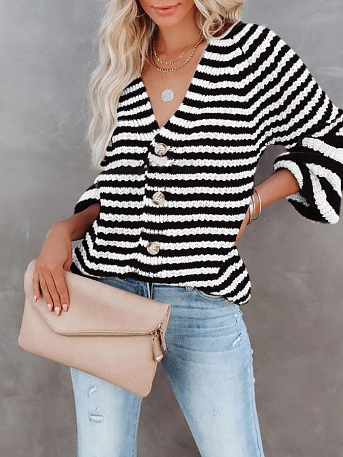 Women's Sweaters Lazy Single-Breasted V-Neck Cardigan Sweater - Cardigans & Sweaters - INS | Online Fashion Free Shipping Clothing, Dresses, Tops, Shoes - 22/09/2021 - 30-40 - Cardigans & Sweaters