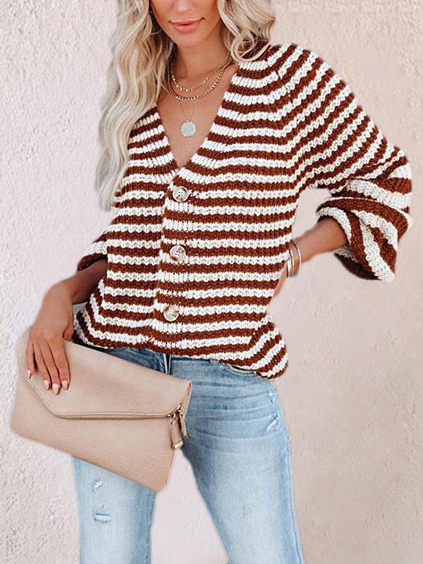 Women's Sweaters Lazy Single-Breasted V-Neck Cardigan Sweater - Cardigans & Sweaters - INS | Online Fashion Free Shipping Clothing, Dresses, Tops, Shoes - 22/09/2021 - 30-40 - Cardigans & Sweaters