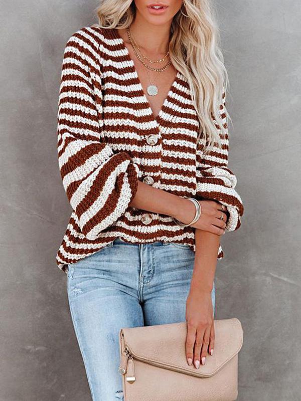 Women's Sweaters Lazy Single-Breasted V-Neck Cardigan Sweater - Cardigans & Sweaters - INS | Online Fashion Free Shipping Clothing, Dresses, Tops, Shoes - 22/09/2021 - 30-40 - Cardigans & Sweaters