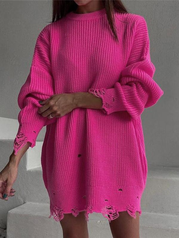 Women's Sweaters Loose Hole Round Neck Pullover Long Sleeve Sweater - Cardigans & Sweaters - INS | Online Fashion Free Shipping Clothing, Dresses, Tops, Shoes - 12/11/2021 - 30-40 - Cardigans & Sweaters