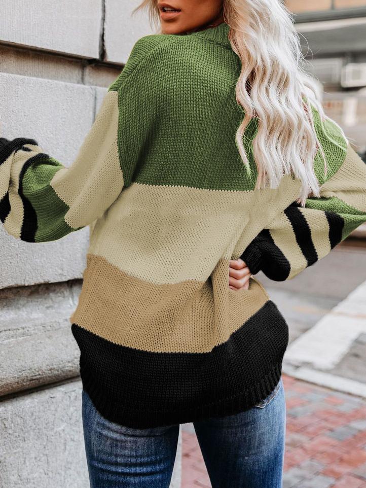 Women's Sweaters Loose OL Round Neck Striped Long Sleeve Sweater - Cardigans & Sweaters - INS | Online Fashion Free Shipping Clothing, Dresses, Tops, Shoes - 16/11/2021 - 30-40 - Cardigans & Sweaters