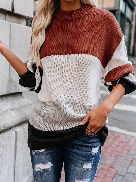 Women's Sweaters Loose OL Round Neck Striped Long Sleeve Sweater - Cardigans & Sweaters - INS | Online Fashion Free Shipping Clothing, Dresses, Tops, Shoes - 16/11/2021 - 30-40 - Cardigans & Sweaters