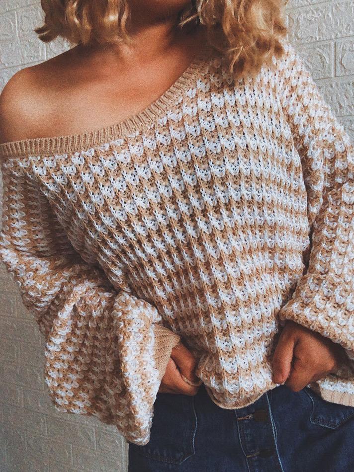 Women's Sweaters Loose Striped V-Neck Long Sleeve Sweater - Cardigans & Sweaters - INS | Online Fashion Free Shipping Clothing, Dresses, Tops, Shoes - 02/11/2021 - 30-40 - Cardigans & Sweaters