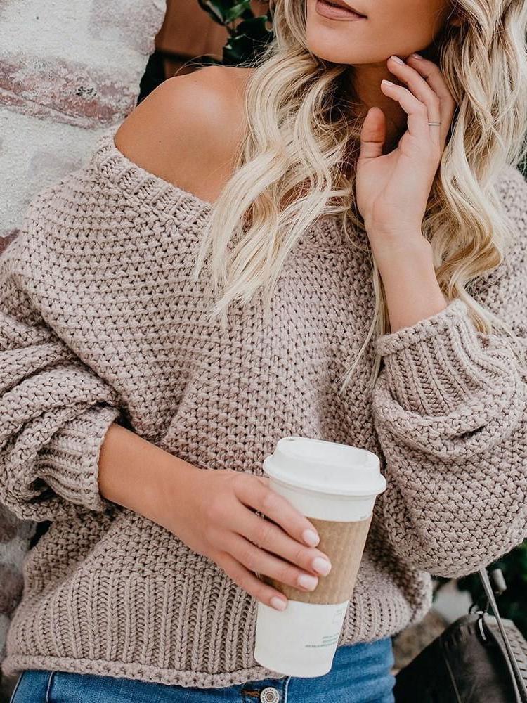 Women's Sweaters Loose V-Neck Long Sleeve Knitted Sweater - Cardigans & Sweaters - INS | Online Fashion Free Shipping Clothing, Dresses, Tops, Shoes - 20-30 - 25/10/2021 - Cardigans & Sweaters