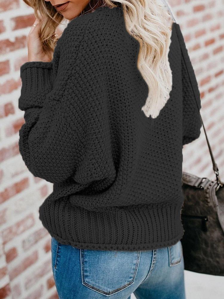 Women's Sweaters Loose V-Neck Long Sleeve Knitted Sweater - Cardigans & Sweaters - INS | Online Fashion Free Shipping Clothing, Dresses, Tops, Shoes - 20-30 - 25/10/2021 - Cardigans & Sweaters