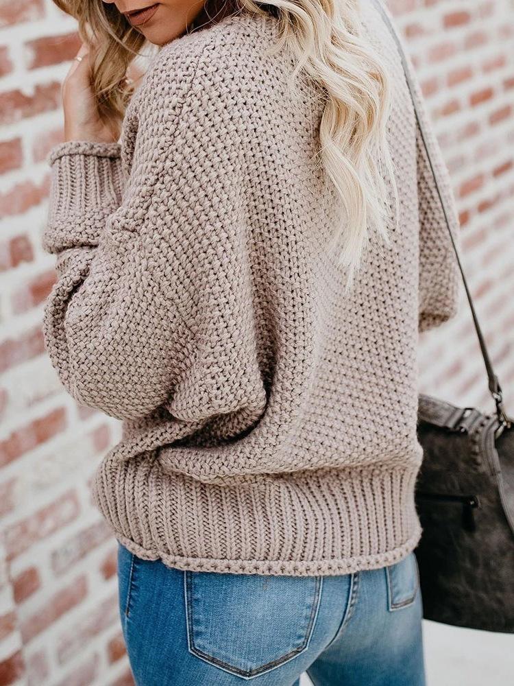 Women's Sweaters Loose V-Neck Long Sleeve Knitted Sweater - Cardigans & Sweaters - INS | Online Fashion Free Shipping Clothing, Dresses, Tops, Shoes - 20-30 - 25/10/2021 - Cardigans & Sweaters