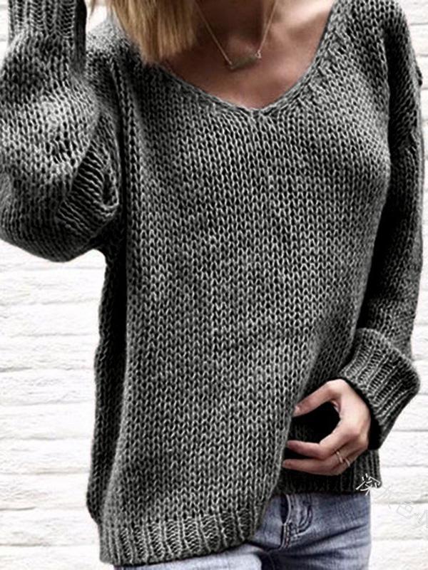 Women's Sweaters Loose V-Neck Long Sleeve Sweater - Cardigans & Sweaters - INS | Online Fashion Free Shipping Clothing, Dresses, Tops, Shoes - 19/11/2021 - 20-30 - Cardigans & Sweaters