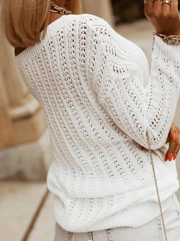 Women's Sweaters Pure Sloping Shoulder Long Sleeve Casual Sweater - Cardigans & Sweaters - Instastyled | Online Fashion Free Shipping Clothing, Dresses, Tops, Shoes - 03/12/2021 - 20-30 - Cardigans & Sweaters