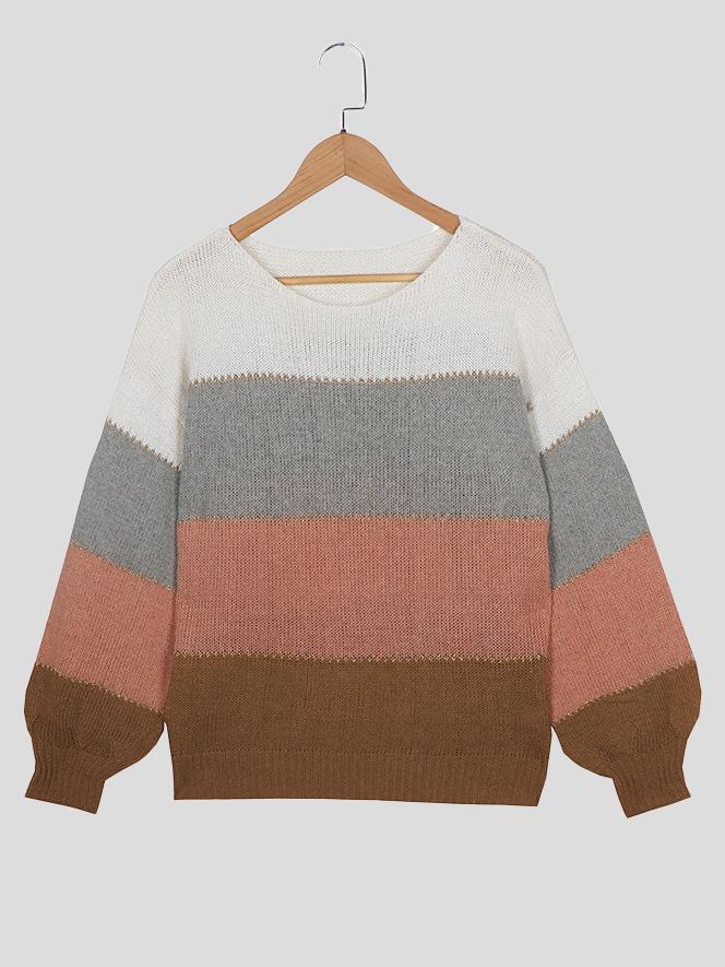 Women's Sweaters Round Neck Stripe Long Sleeve Sweater - Cardigans & Sweaters - INS | Online Fashion Free Shipping Clothing, Dresses, Tops, Shoes - 20-30 - 20/11/2021 - Cardigans & Sweaters