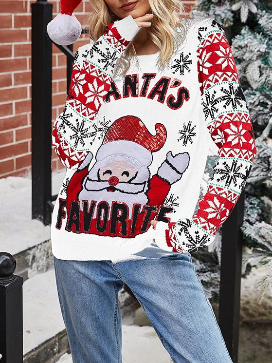 Women's Sweaters Santa Crew Neck Pullover Long Sleeve Sweater - Cardigans & Sweaters - INS | Online Fashion Free Shipping Clothing, Dresses, Tops, Shoes - 12/11/2021 - 30-40 - Cardigans & Sweaters