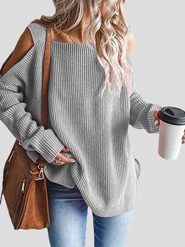 Women's Sweaters Sling Long Sleeve Off-Shoulder Pullover Knit Sweater - Cardigans & Sweaters - INS | Online Fashion Free Shipping Clothing, Dresses, Tops, Shoes - 18/09/2021 - 30-40 - Cardigans & Sweaters