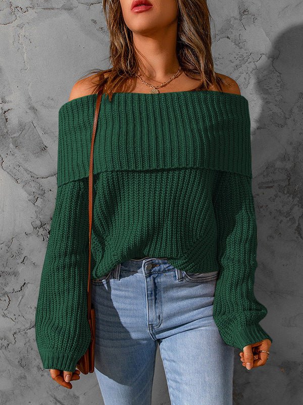 Women's Sweaters Solid One Shoulder Long Sleeve Sweater - Sweaters - Instastyled | Online Fashion Free Shipping Clothing, Dresses, Tops, Shoes - 15/08/2022 - 30-40 - cardigans-sweaters