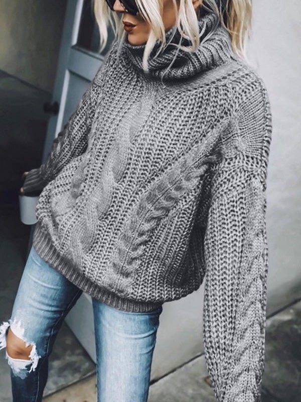 Women's Sweaters Solid Turtleneck Long Sleeve Knit Sweater - Sweaters - Instastyled | Online Fashion Free Shipping Clothing, Dresses, Tops, Shoes - 27/08/2022 - 40-50 - cardigans-sweaters