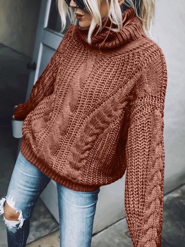 Women's Sweaters Solid Turtleneck Long Sleeve Knit Sweater - Sweaters - Instastyled | Online Fashion Free Shipping Clothing, Dresses, Tops, Shoes - 27/08/2022 - 40-50 - cardigans-sweaters