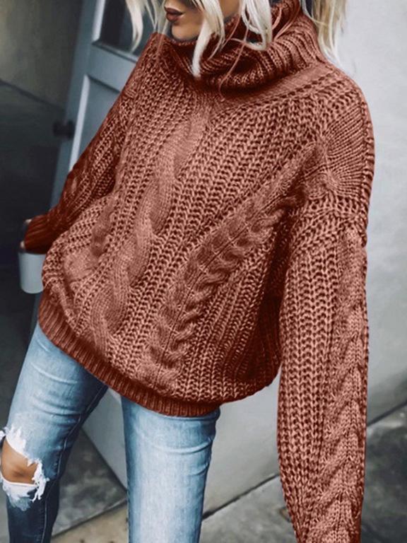 Women's Sweaters Solid Turtleneck Long Sleeve Knit Sweaters - Cardigans & Sweaters - INS | Online Fashion Free Shipping Clothing, Dresses, Tops, Shoes - 05/11/2021 - 30-40 - Cardigans & Sweaters