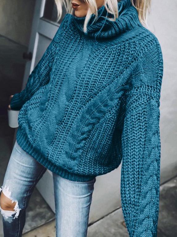 Women's Sweaters Solid Turtleneck Long Sleeve Knit Sweaters - Cardigans & Sweaters - INS | Online Fashion Free Shipping Clothing, Dresses, Tops, Shoes - 05/11/2021 - 30-40 - Cardigans & Sweaters