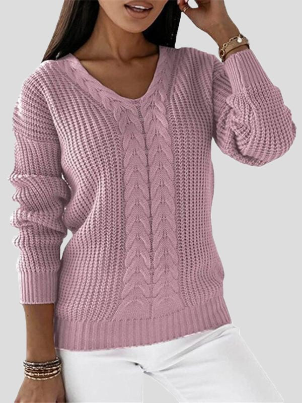 Women's Sweaters Solid V-Neck Long Sleeve Casual Sweater - Sweaters - Instastyled | Online Fashion Free Shipping Clothing, Dresses, Tops, Shoes - 01/09/2022 - 40-50 - cardigans-sweaters