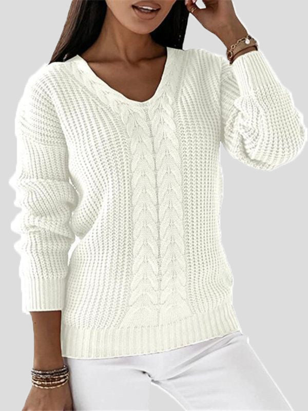 Women's Sweaters Solid V-Neck Long Sleeve Casual Sweater - Sweaters - Instastyled | Online Fashion Free Shipping Clothing, Dresses, Tops, Shoes - 01/09/2022 - 40-50 - cardigans-sweaters